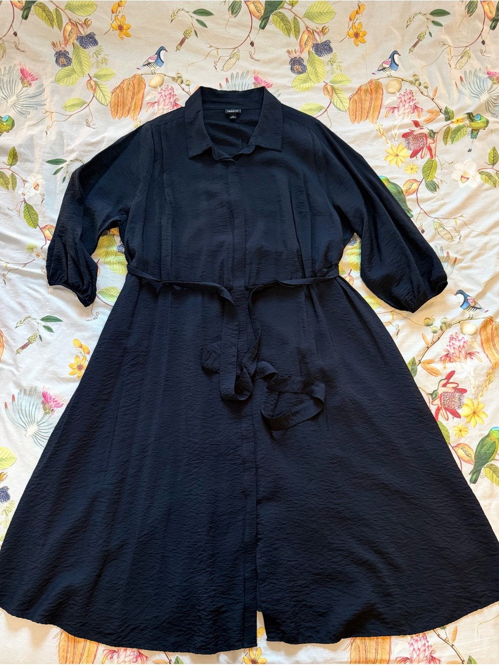 Torrid Collared Tie-Front Shirt Dress Black Size 1